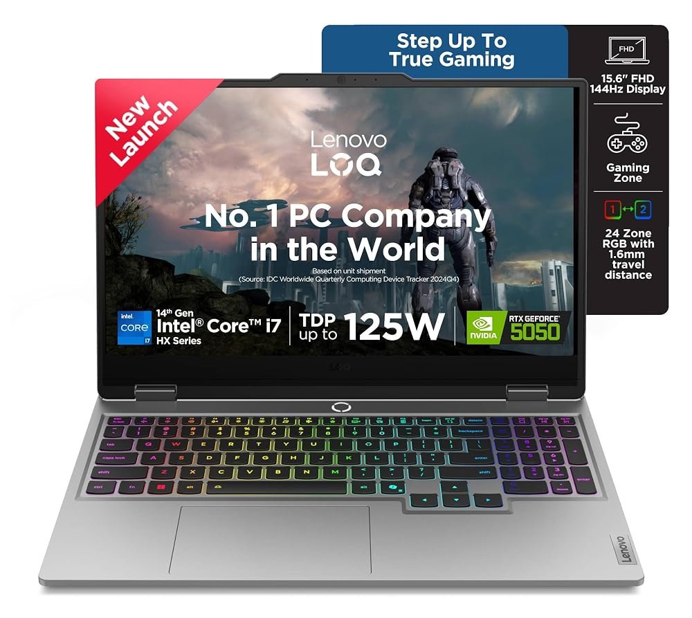 Lenovo LOQ gaming laptop with Intel Core i7-14700HX and RTX 5050