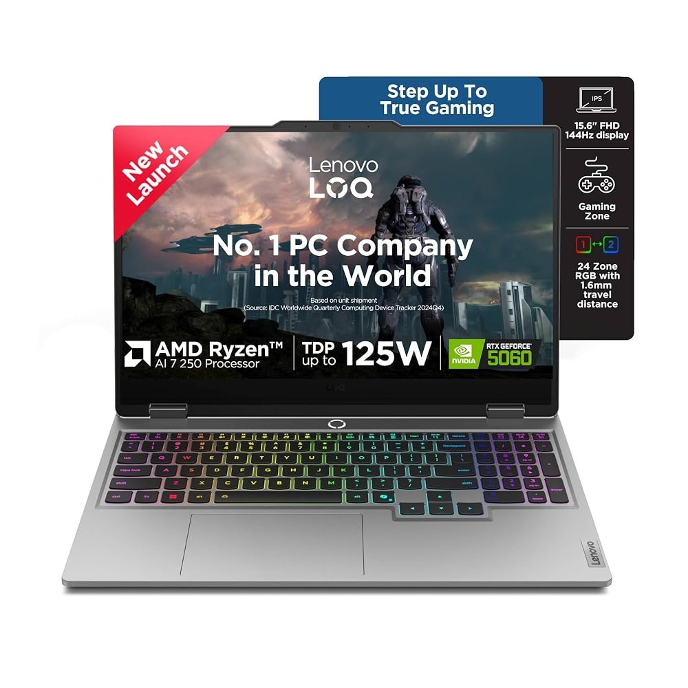 Lenovo LOQ gaming laptop with AMD Ryzen 7 250 and RTX 5060