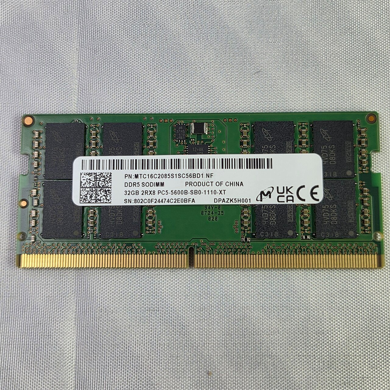 DDR5 SO-DIMM laptop RAM module (Micron 32GB DDR5-5600)