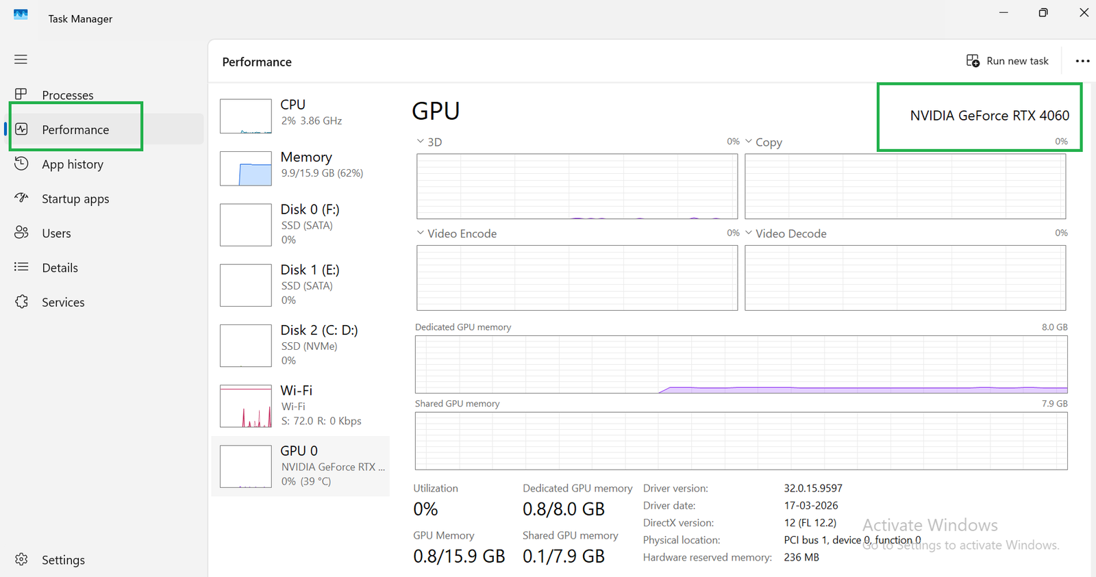 how to check graphics card in laptop task manager