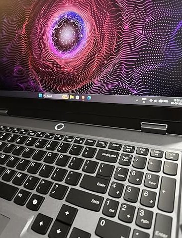Close-up of Lenovo LOQ keyboard with numpad and display